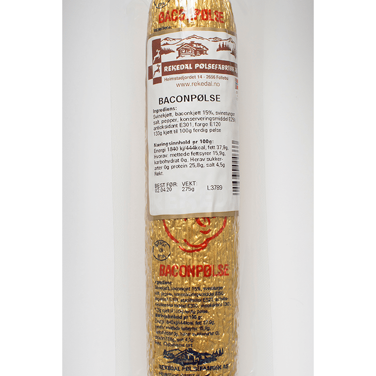 Baconpølse 275g - pølsemannen.no